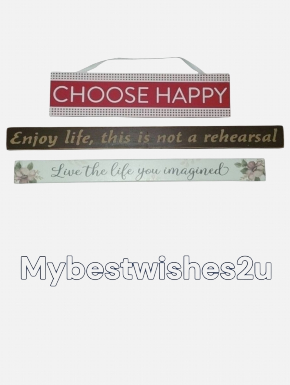 Decorative Signs Set Choose Happy Live The Life You Imagined Enjoy Life